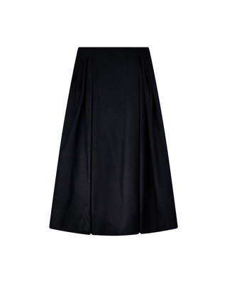 TR25W022 Black Wool Side Pleated 35" Skirt