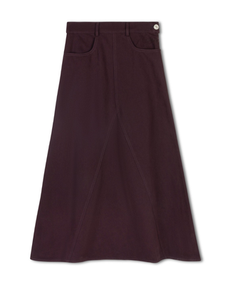 V22 Burgundy Denim Front V Seam A-Line 31"-37" Skirt