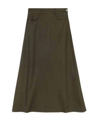V22 Hunter Green Denim Front V Seam A-Line 31"-37" Skirt