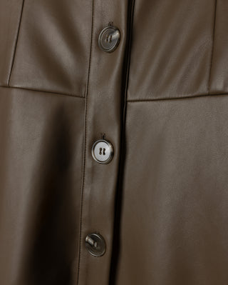 altimge2 for Beige Brown Cinca Leather Yoke Panel Front Buttons 36" Skirtat Dress Code itsdresscode.com