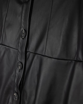 alt image2 for Beige Black Cinca Leather Yoke Panel Front Buttons 36" Skirt at Dress Code itsdresscode.com
