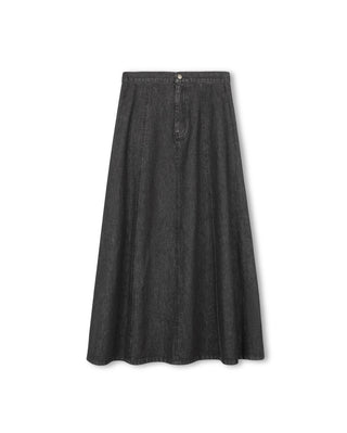 Story W-22641 Black A-Line Seam Detailed Denim 36" Skirt at Dress Code itsdresscode.com