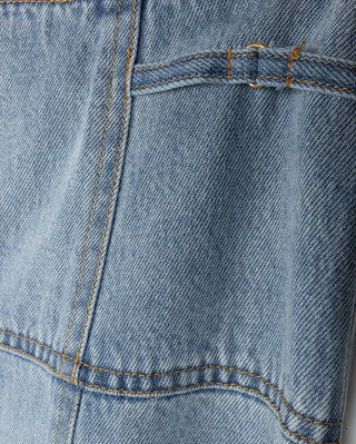 altimge2 for Slate Blue Denim Yoke Panel 36" Skirt With Back Zipper at Dress Code itsdresscode.com