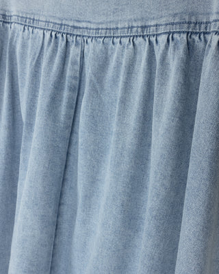 Story Lt Blue Denim Flared Gathered 36" Skirt