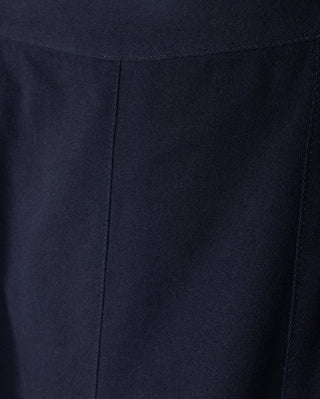 W-24739 Navy Denim Panel 35" Skirt With Brown Belt