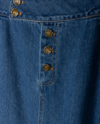 Story Blue Denim Straight Button 35" Skirt