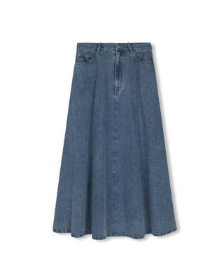 altimge1 forSlate Lt Blue Denim Panel flair 36" Skirt at Dress Code itsdresscode.com