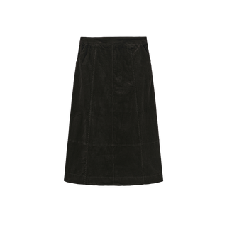 W-27956 Black Corduroy Seam Panel 36" Skirt with Pockets