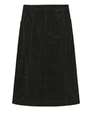 W-27956 Black Corduroy Seam Panel 36" Skirt with Pockets