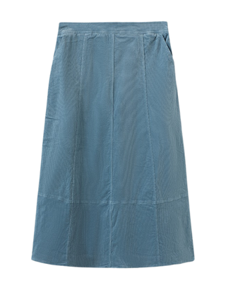 W-27956 Blue Corduroy Seam Panel 36" Skirt with Pockets