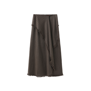 W-28258 Taupe Pinstripe Ruffle 36" Skirt