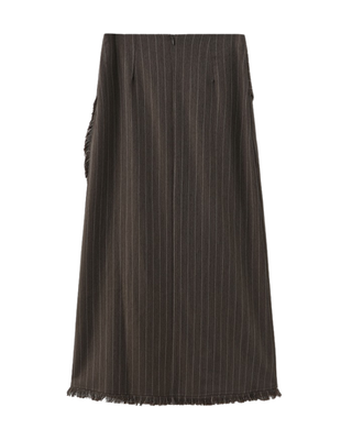 W-28258 Taupe Pinstripe Ruffle 36" Skirt