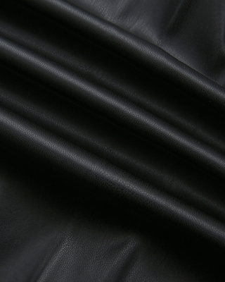 W-28907 Black Leather Preppy Pleated 27" Skirt
