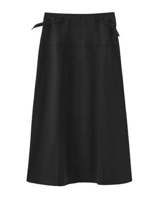 W-29220 Black Denim Side Buckle Rings 37" Skirt