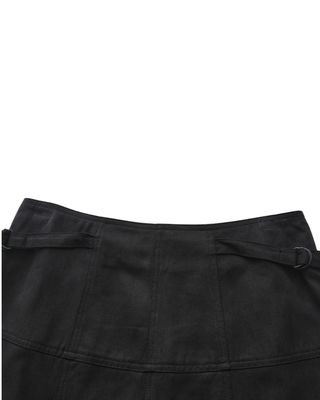 W-29220 Black Denim Side Buckle Rings 37" Skirt