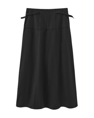 W-29220 Black Denim Side Buckle Rings 37" Skirt