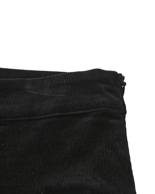 W-29305 Black Corduroy Front Buttons 36" Skirt with Pockets