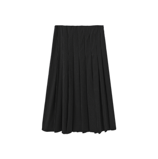 W-29450 Charcoal Stripe Wool Box Pleated 32" Skirt