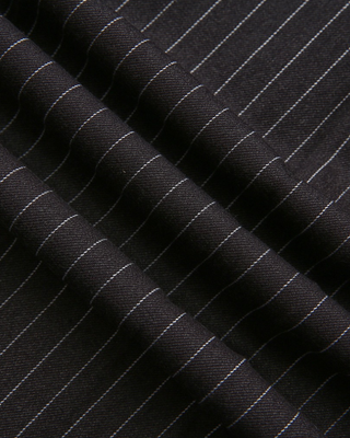 W-29450 Charcoal Stripe Wool Box Pleated 32" Skirt