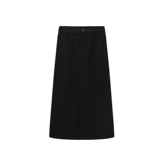 W-29513 Black Corduroy Front Fly Straight 36" Skirt with Pockets