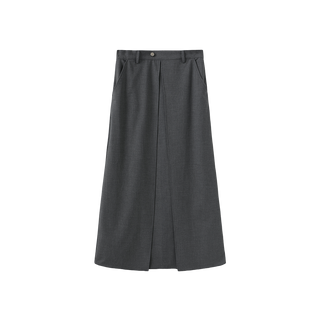 W-29739 Gray Front Pleated 36" Skirt with Pockets