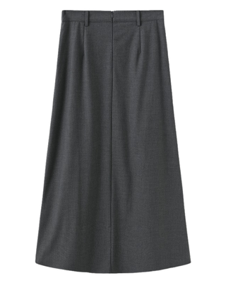 W-29739 Gray Front Pleated 36" Skirt with Pockets