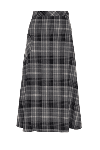 Faves WB5CM1667SM Black Plaid Corduroy Pocket 35" Skirt