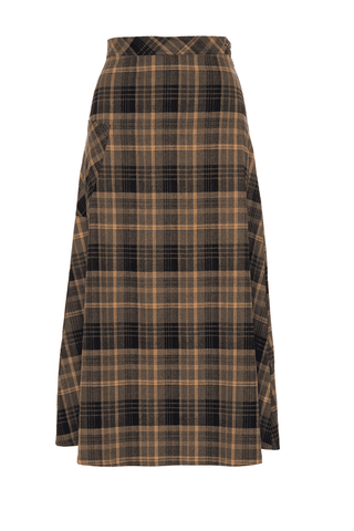 Faves WB5CM1667SM Olive Plaid Corduroy Pocket 35" Skirt