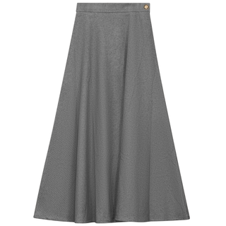 Viva K Light Gray Wool 35" Skirt with Side Button Zipper at Dress Code itsdresscode.com 