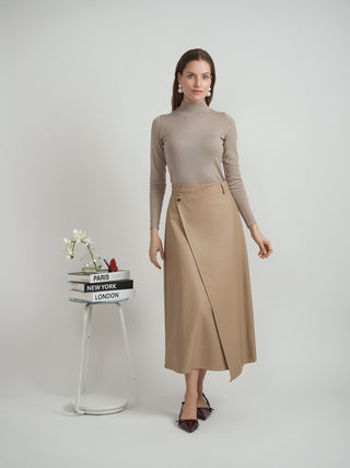 Faves B5CM1773SM Oatmeal Leather Wrap 35" Skirt