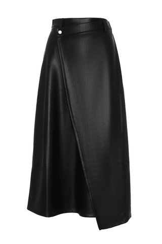 Faves WB5CM1773SM Black Leather Wrap 35" Skirt