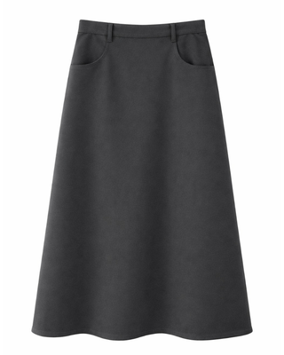 WB6CM2187SL Charcoal Gray A-Line 38" Skirt with Pockets