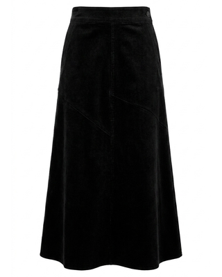 WB6CM2232SL Black Corduroy Panel 38" Skirt with Side Button
