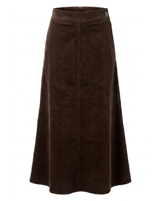 WB6CM2232SL Cocoa Corduroy Panel 38" Skirt with Side Button