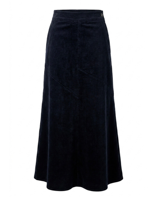 WB6CM2232SL Dark Navy Corduroy Panel 38" Skirt with Side Button