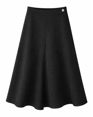 WB6CM2232SM Black Circle Wool 35" Skirt with Side Button