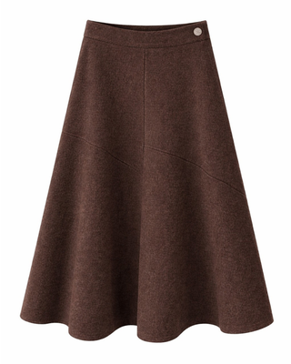 WB6CM2232SM Dark Chocolate Circle Wool 35" Skirt with Side Button
