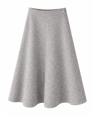 WB6CM2232SM Light Gray Circle Wool 35" Skirt with Side Button