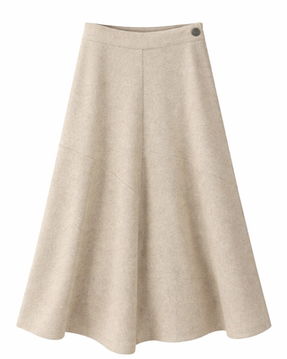 WB6CM2232SM Oatmeal Circle Wool 35" Skirt with Side Button