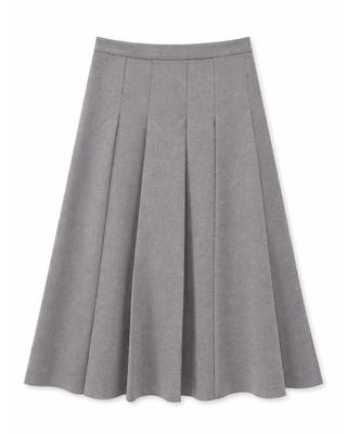 WB6CM2352SM Gray Virgin Wool Pleated 34" Skirt