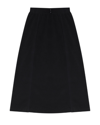 WB6CPT7486S Black Rubber Waist Ribbed 34" Skirt with Front Toggle Design