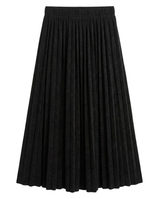 WB6CPT7064MA Black Pleated Crinkle 34" Skirt