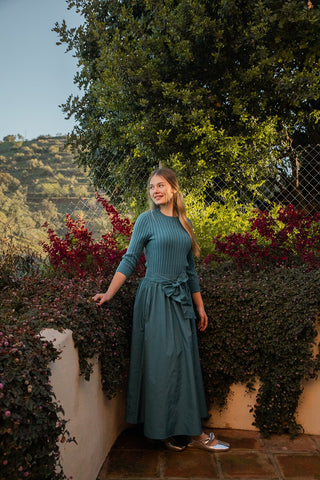 altimge1 for tea Teal Taffeta 36" Skirt with Attached Tie Belt at Dress Code itsdresscode.com
