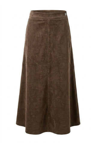 WB6CM2232SL Mocha Corduroy Panel 38" Skirt with Side Button