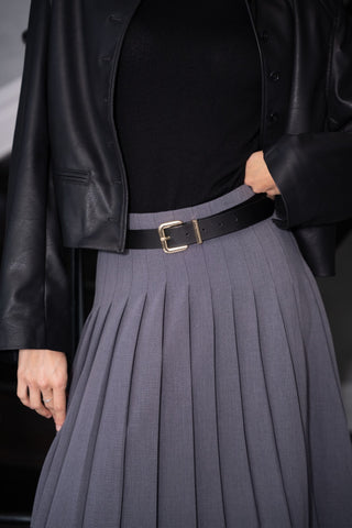 altimge6 for MUN Gray Accorde Pleated 36" Skirt at Dress Code itsdresscode.com