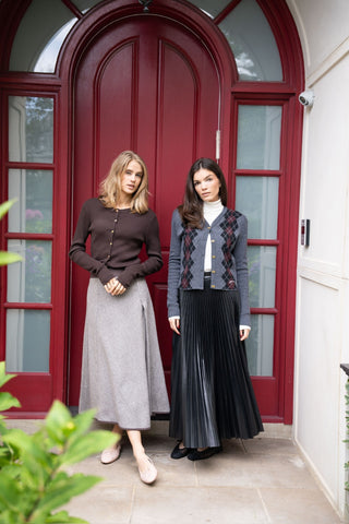 Nostalgia Black Doby Leather Pleat 36" Skirt