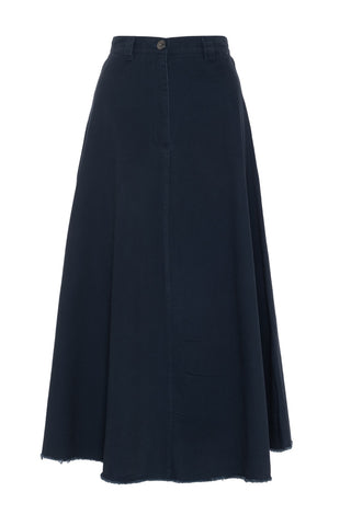 WB5CM1833SL Navy Twill A-Line 36" Skirt with Fringe Bottom