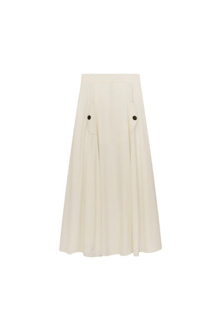 L152 Cream Wool Blend 38" Skirt with Pockets