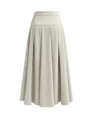 TR26FW18 Light Gray Pleated 36" Yoke Skirt with Belt