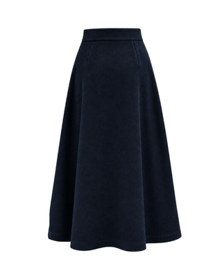TR26FW31 Navy  Unbalance Tuck Wrap 36" Skirt with Side Tie